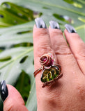 Adjustable Cherry Rose Tigerseye Copper Ring