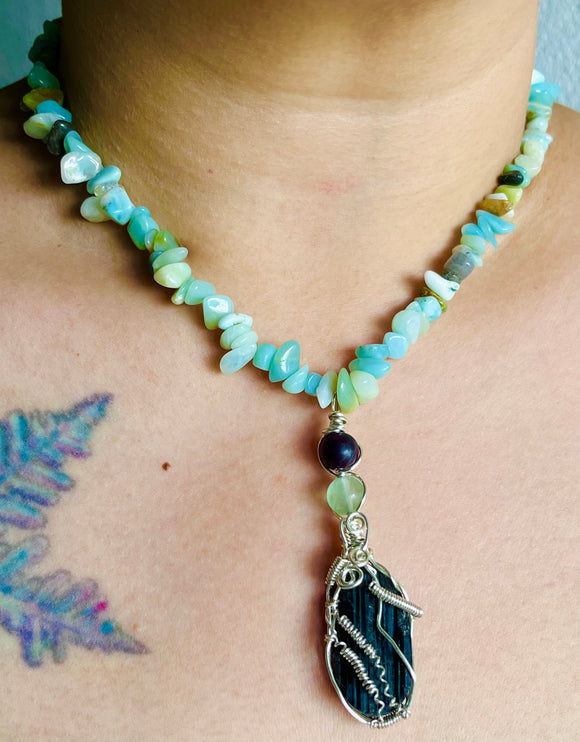 Tourmaline Amazonite Adjustable Choker / Necklace