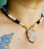 Peruvian Dolphin Quartz Citrine Pearl Choker / Necklace