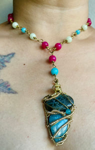 Cosmic Labradorite Apatite Necklace