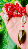 Tigerseye Cowrie MOP Adjustable Necklace