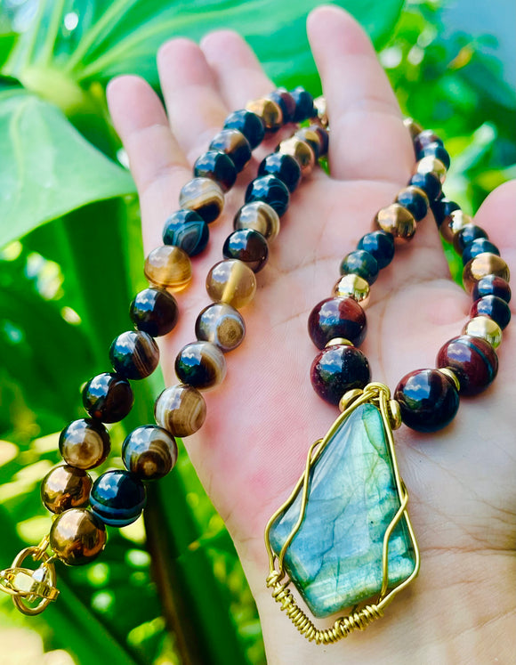 Multi-Tigerseye ~ Hematite ~ Labradorite Necklace
