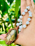 White Onyx Labradorite Necklace