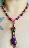 Amethyst Star Agate Epidote Necklace