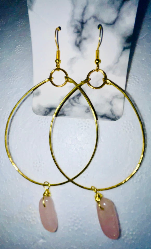 La Classica Rose Quartz Hoops