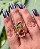 Adjustable Cherry Rose Tigerseye Copper Ring