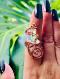 Rose Quartz Moon Adjustable Ring