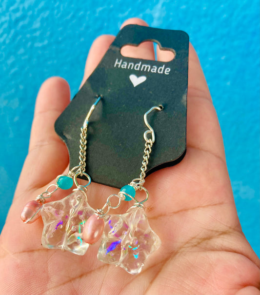 Aquamarine Star Earrings