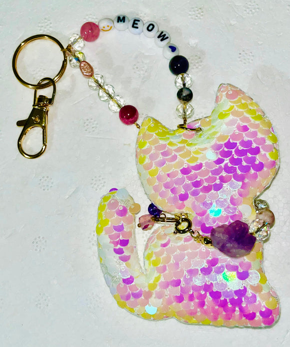 Amethyst Kitty Purse Charm