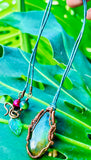 Labradorite Monstera Leather Necklace