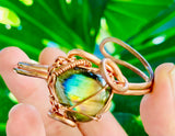 Rainbow Labradorite Adjustable Copper Cuff