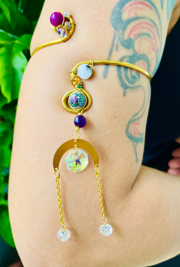 Moon Goddess Brass Arm Cuff