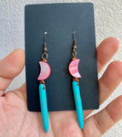 Pink Howlite Moon Earrings