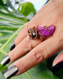 Pink Moon Blue Tigerseye Adjustable Ring