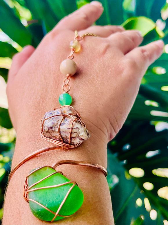 Seaglass Jasper Adjustable Copper Panja