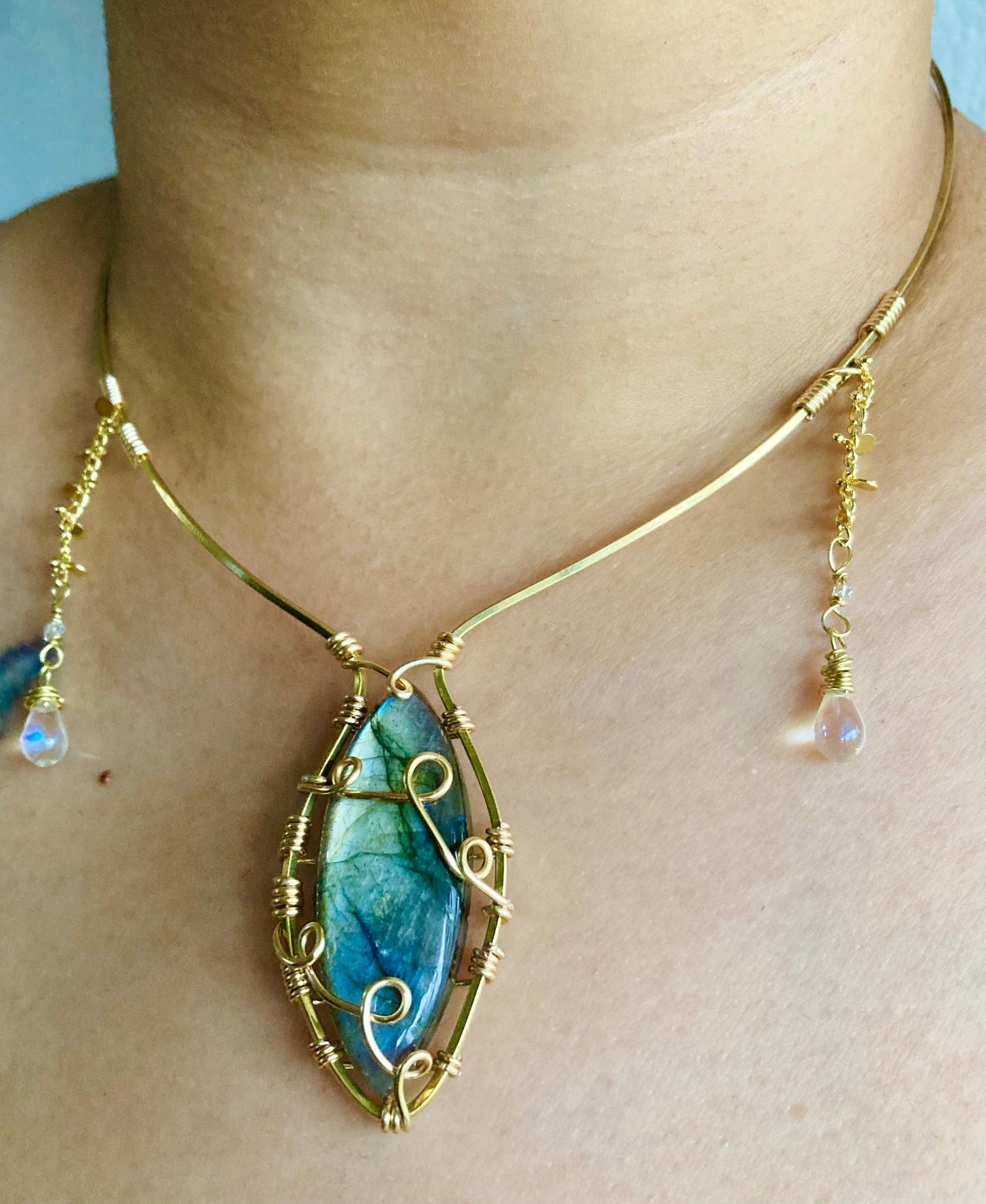 Marquis Labradorite Herkimer Necklace