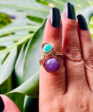 Adjustable Angelite Jasper Copper Ring