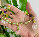 Chandelier Quartz Brass Necklace