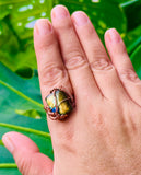 Golden Portal Labradorite Adjustable Copper Ring