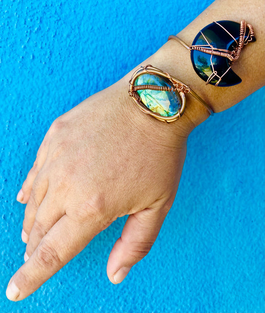 Black Moon Lilith Labradorite Cuff