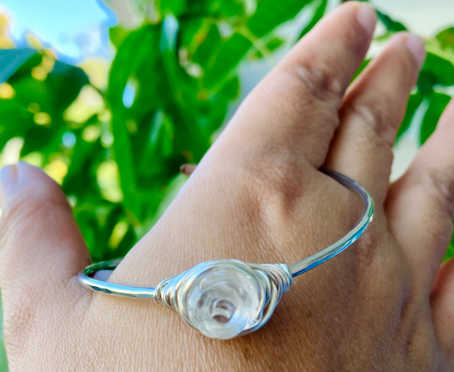 Silver Rose Bangle