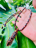 Double Terminated Goldstone Mosaic Leather Necklace