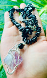 Amethyst Pyramid Obsidian Adjustable Choker / Necklace