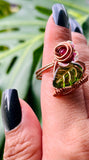 Adjustable Cherry Rose Tigerseye Copper Ring