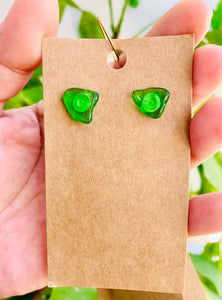 Caribbean Green SeaGlass Studs