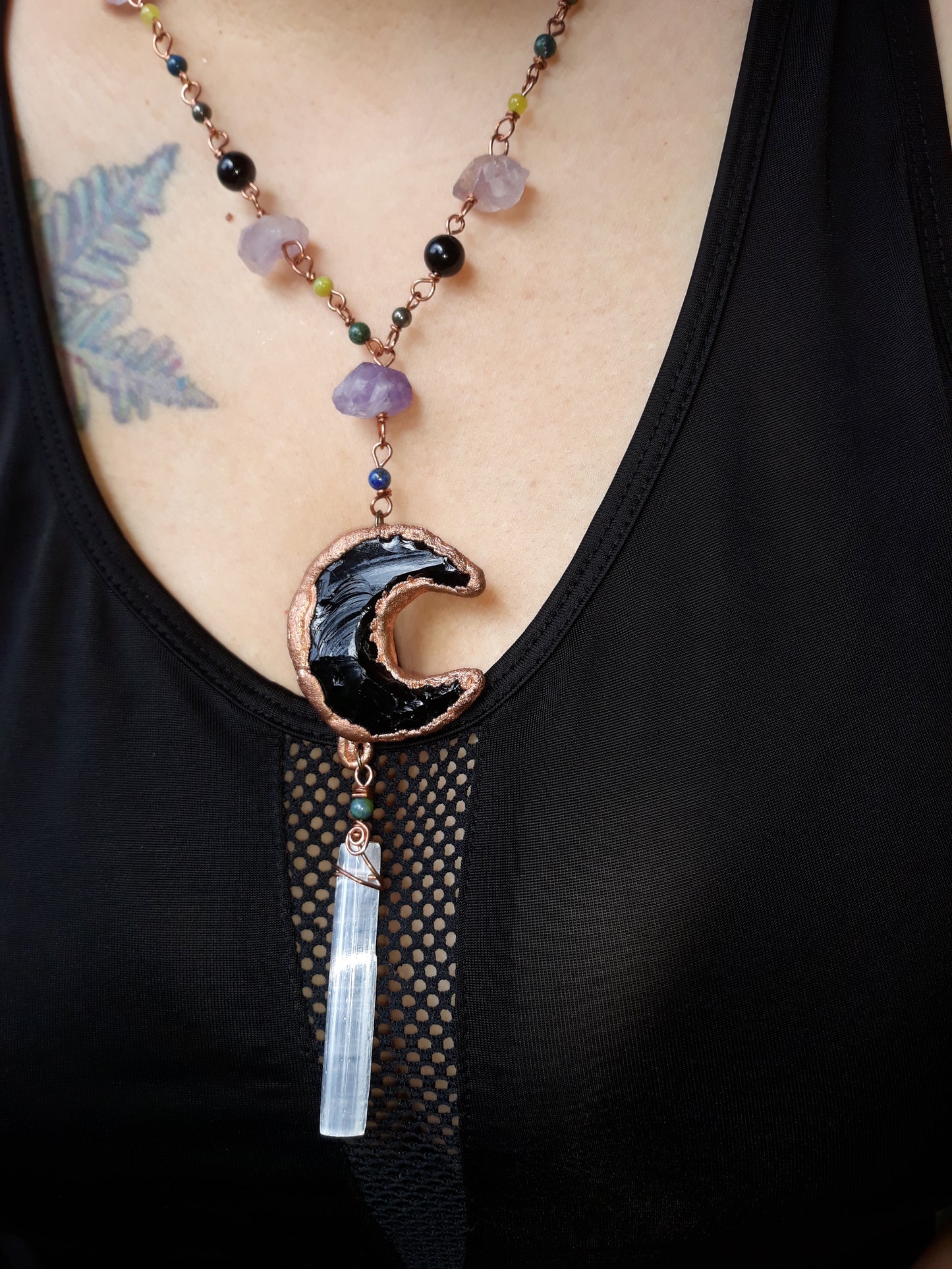 Obsidian Amethyst Necklace