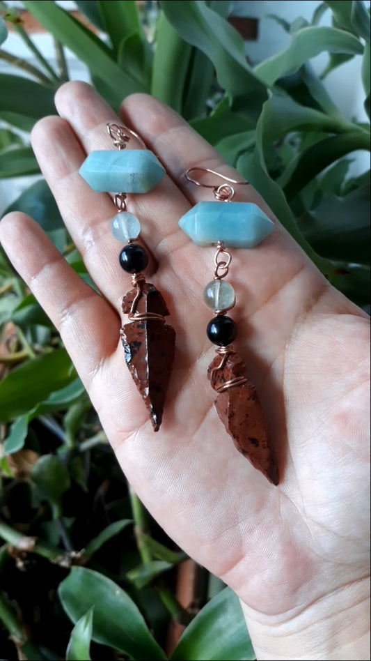 Obsidian Arrowhead Earrings