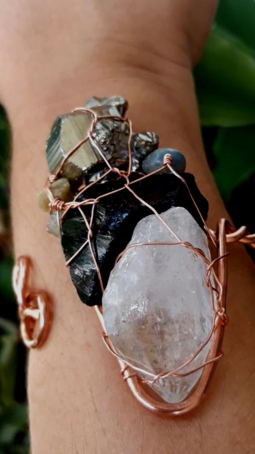 Peruvian Pyrite Obsidian Cuff