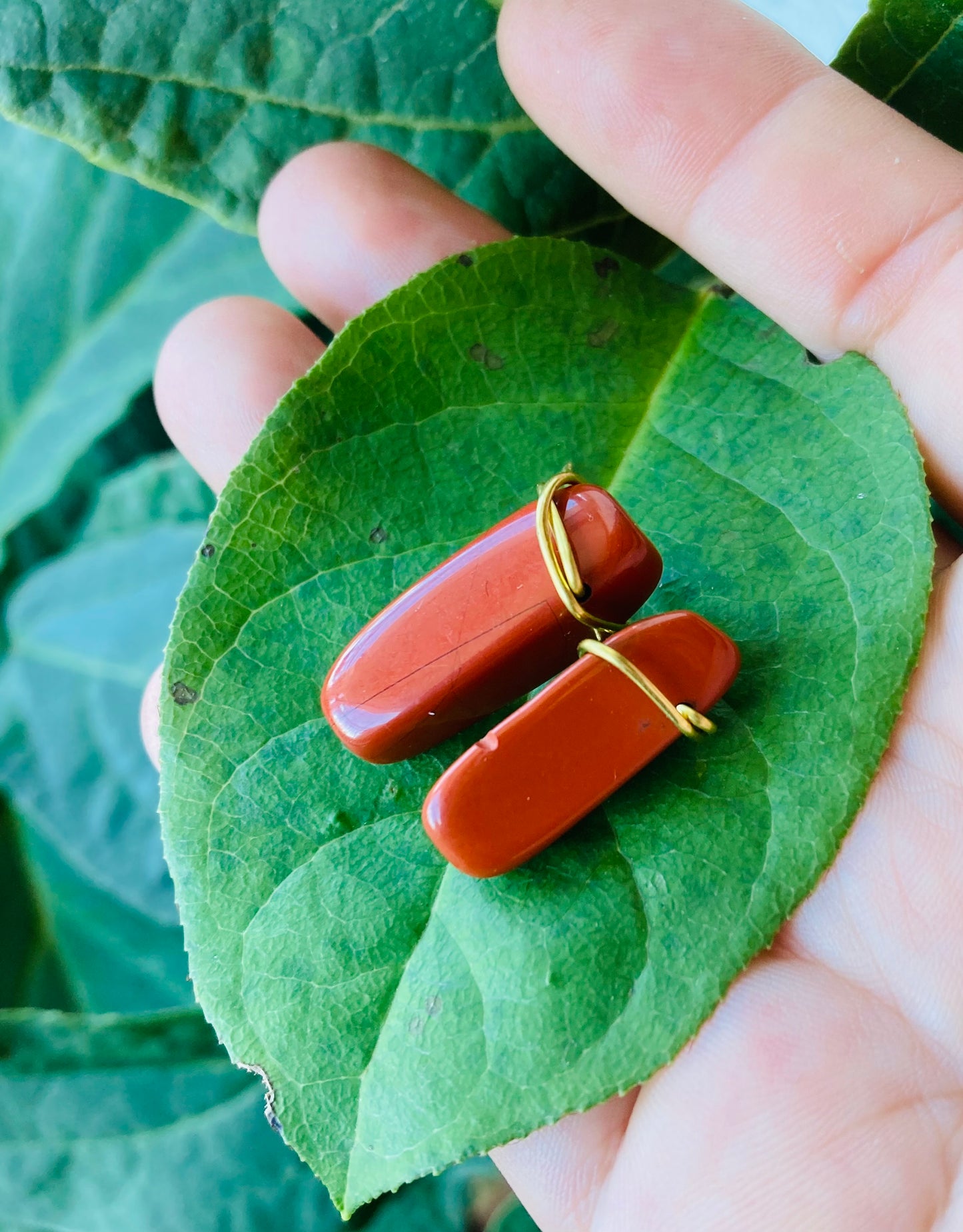 Red Jasper Brass Studs