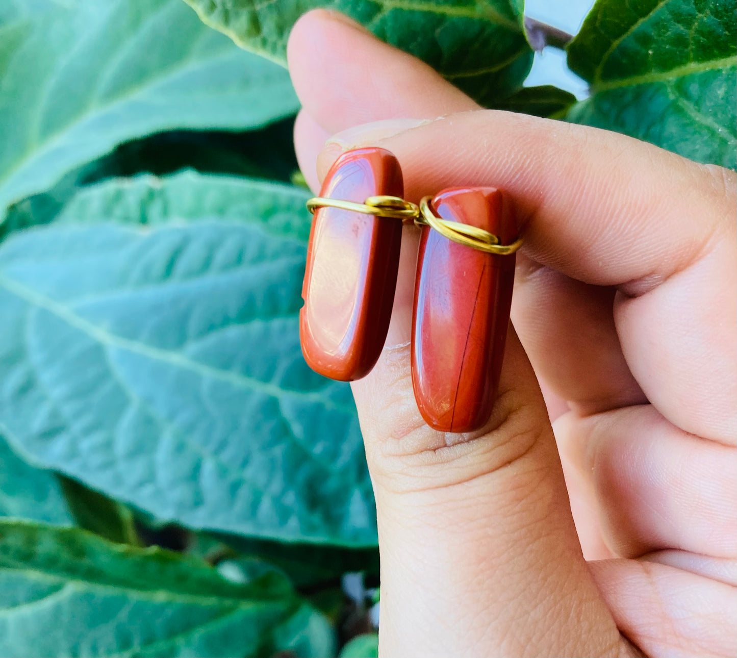 Red Jasper Brass Studs