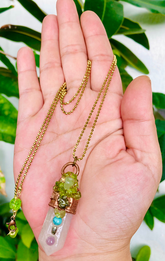 Rose Quartz Peridot Pendant