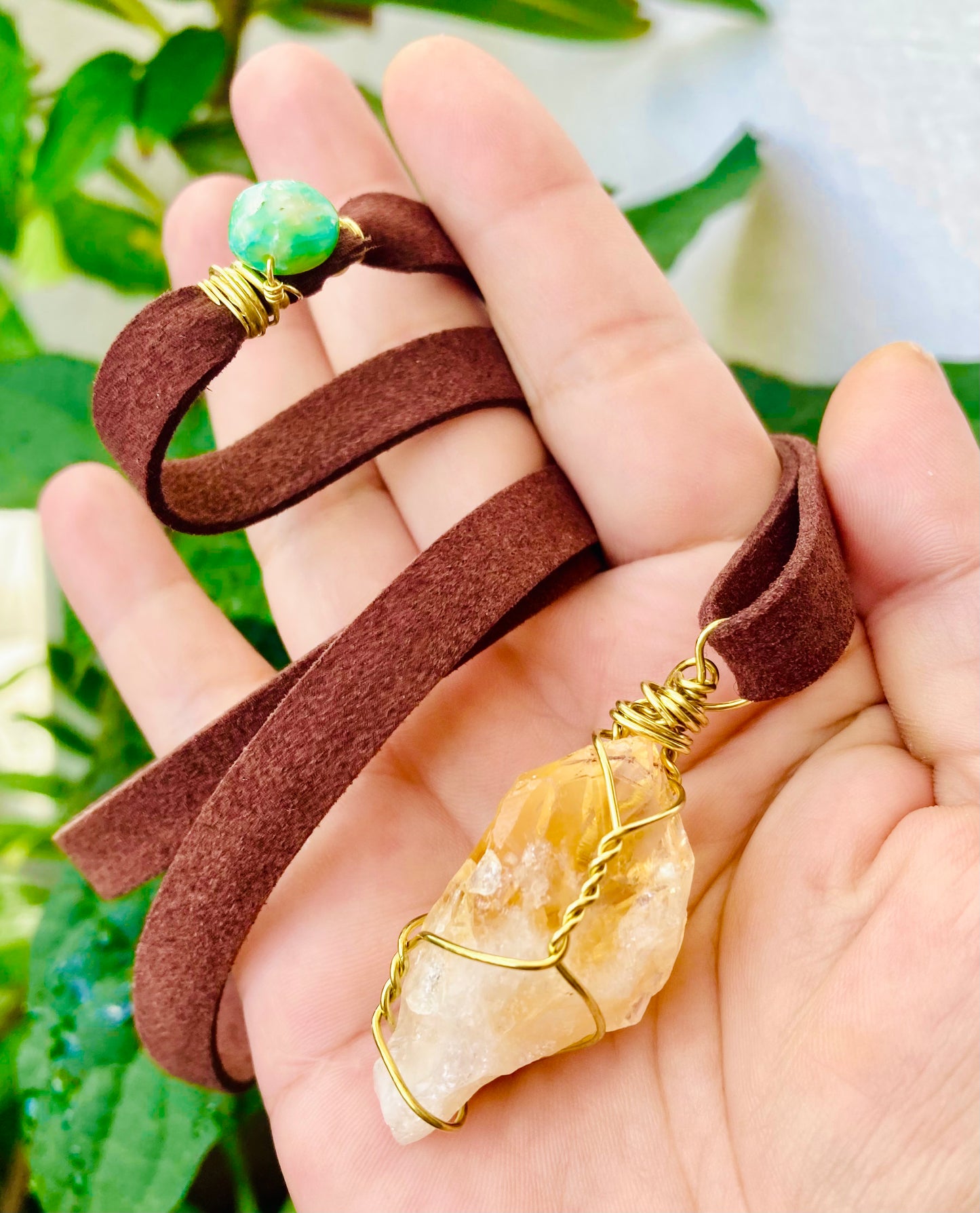 Citrine Leather Necklace