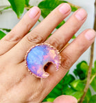 Opalite Moon Ring Size 7.5
