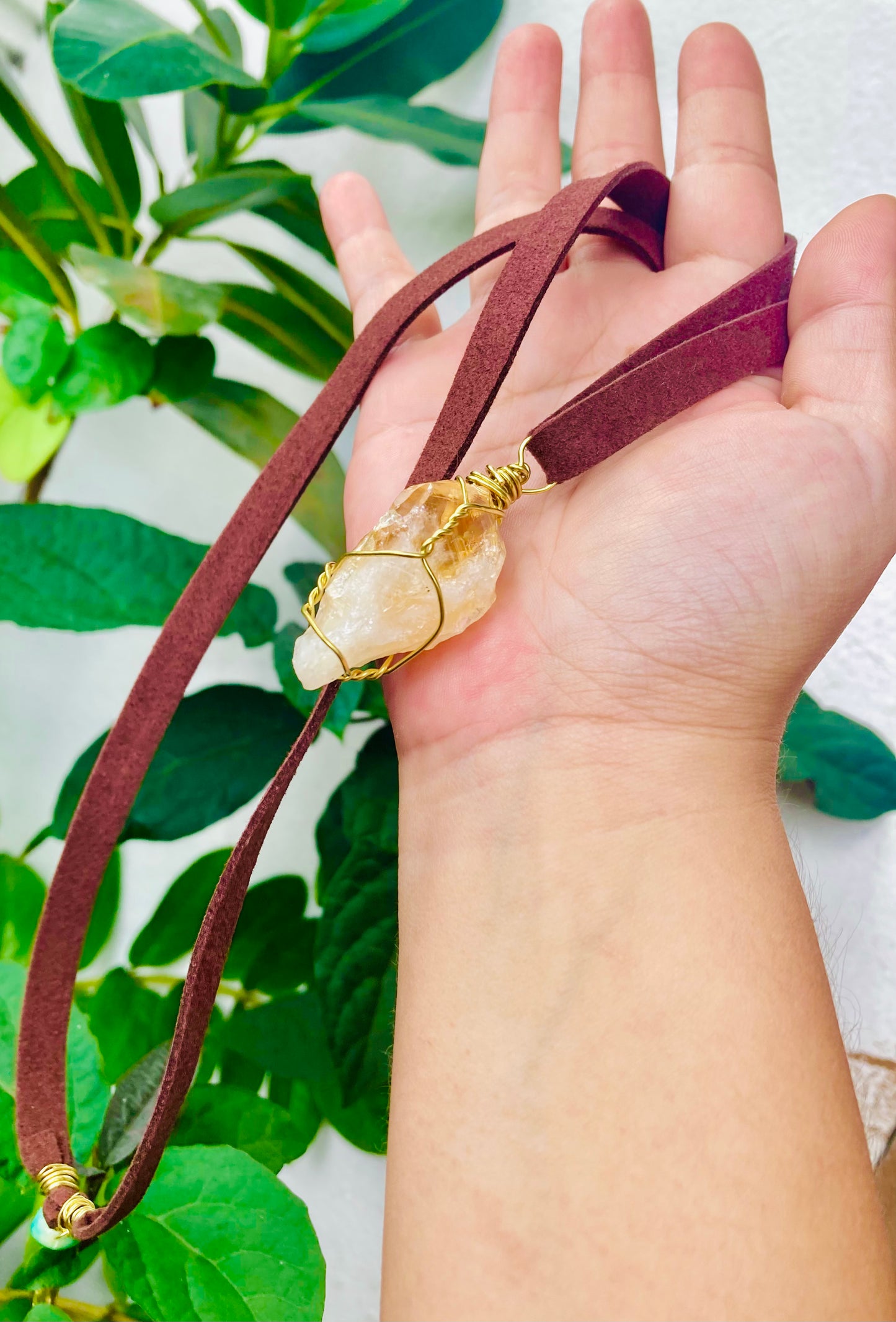 Citrine Leather Necklace