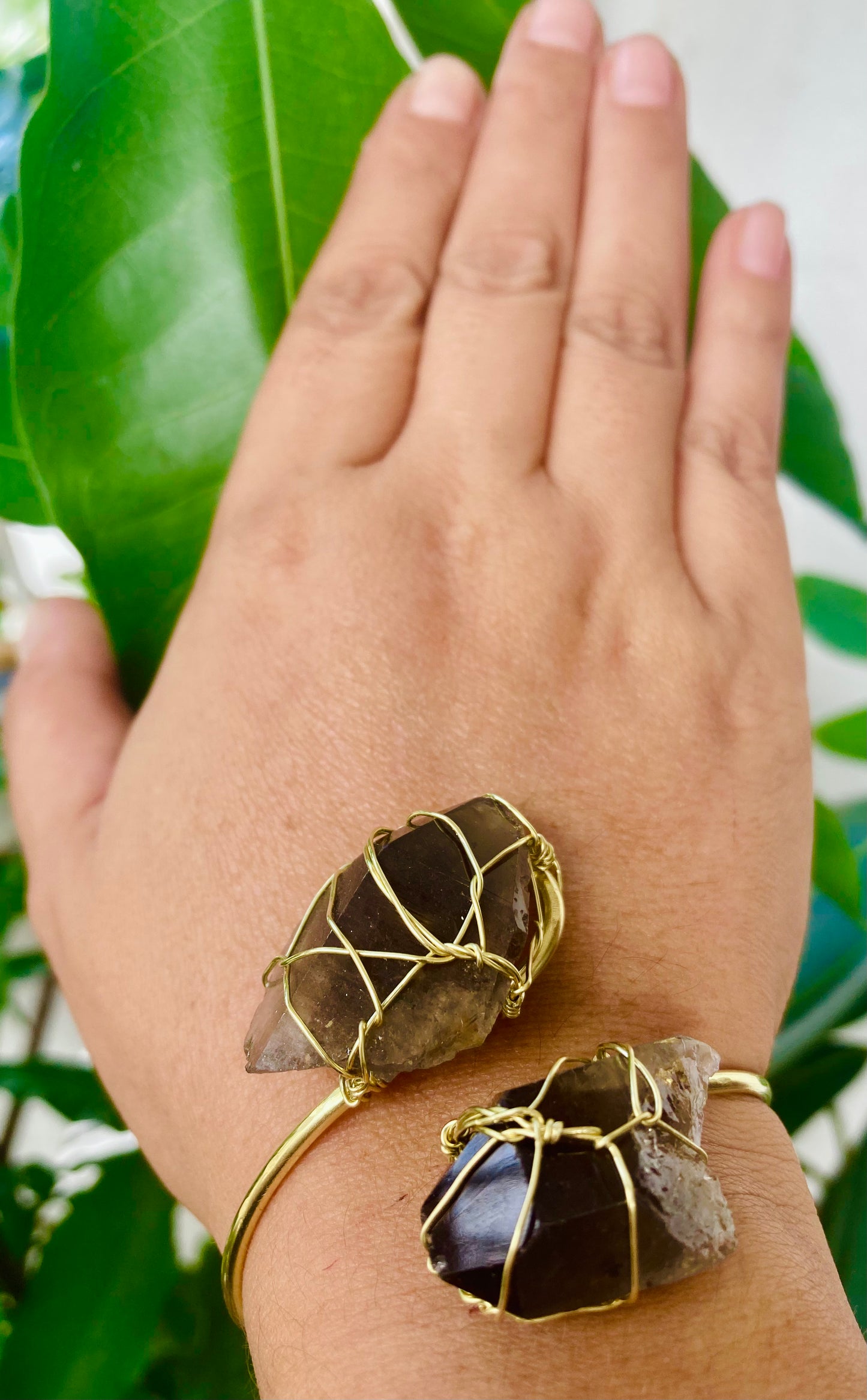 *NEW* Smokey Quartz Brass Cuff