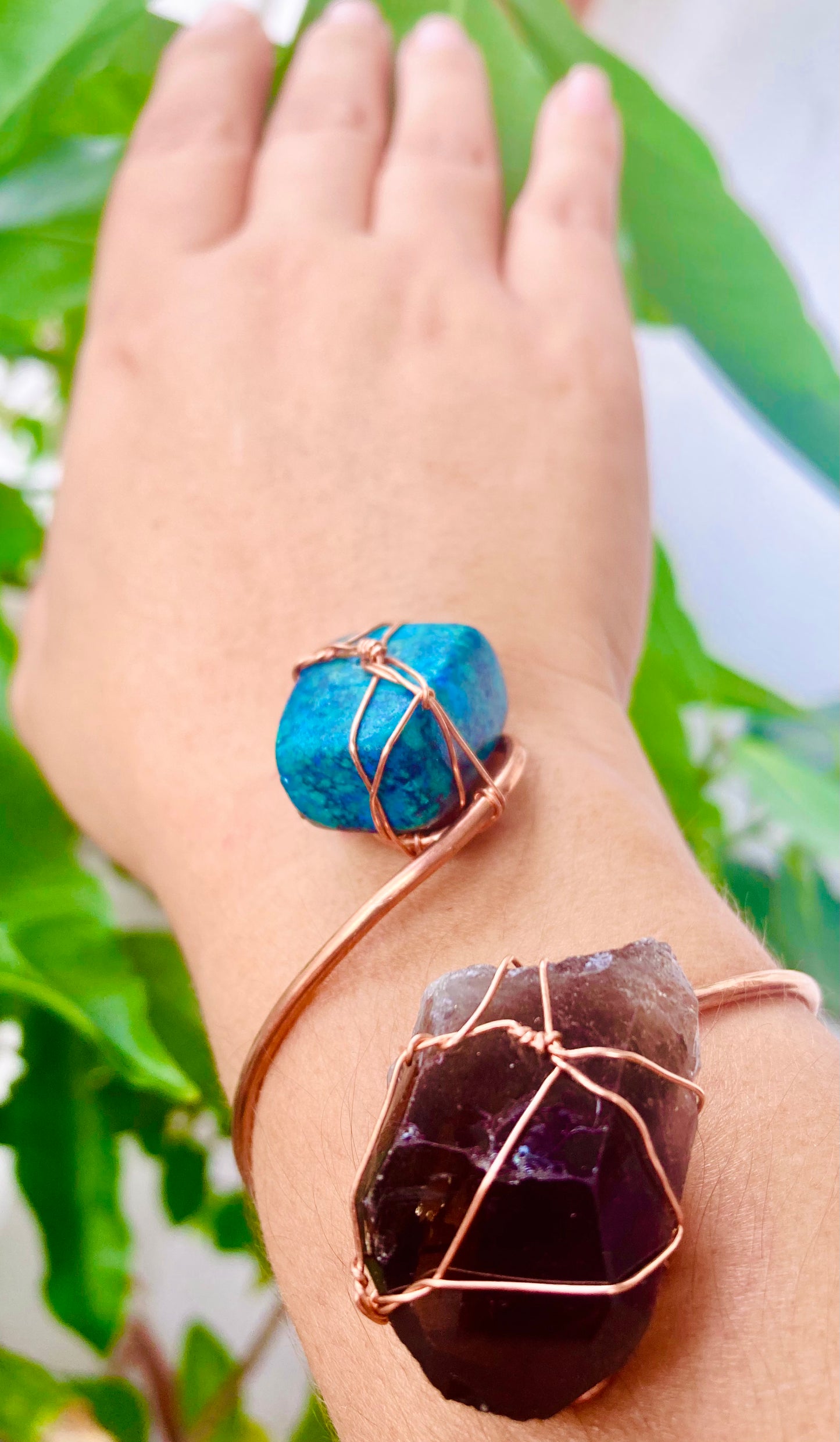 Chrysocolla / Smoky Quartz Cuff