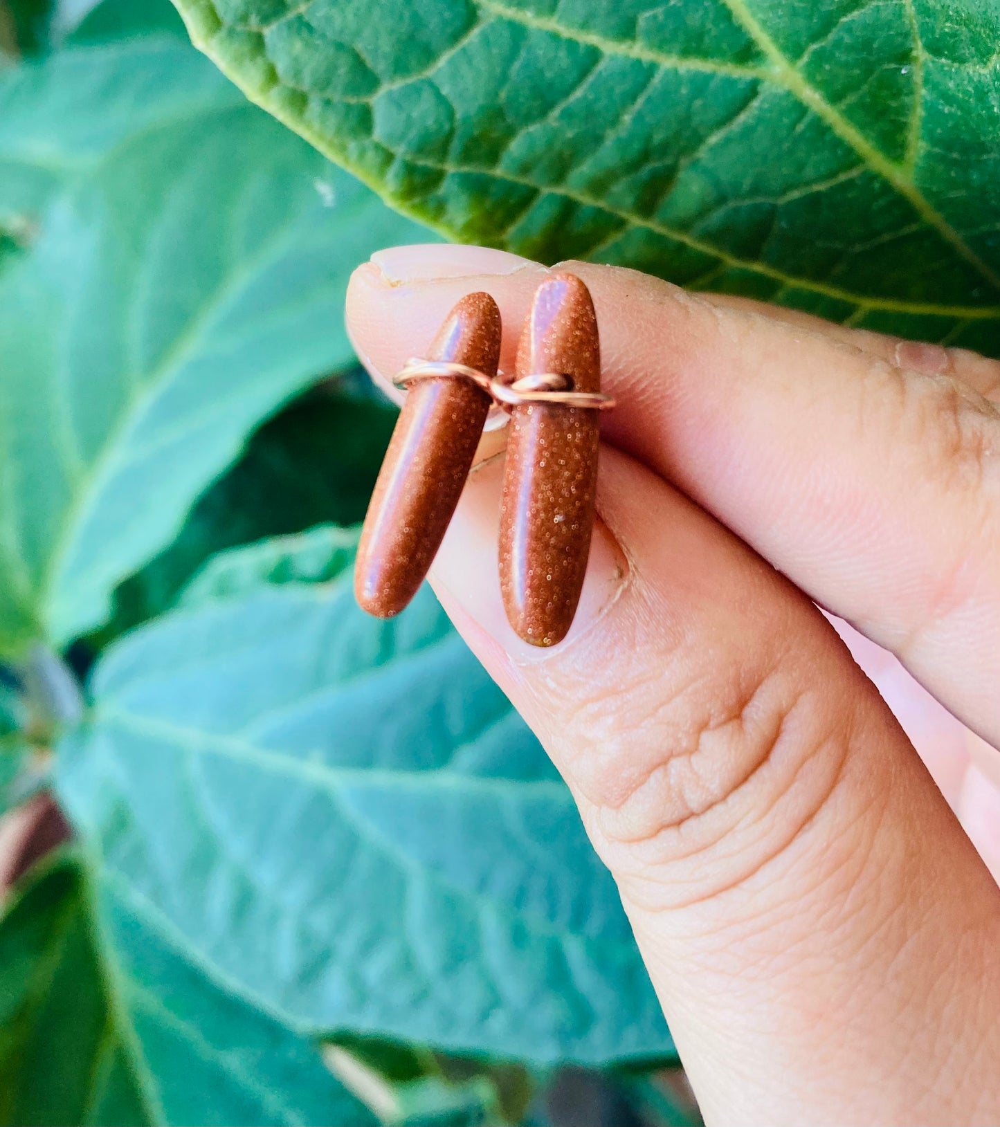 Goldstone Copper Studs