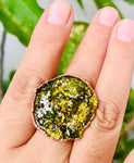 Green Sun Glass Ring Size 10