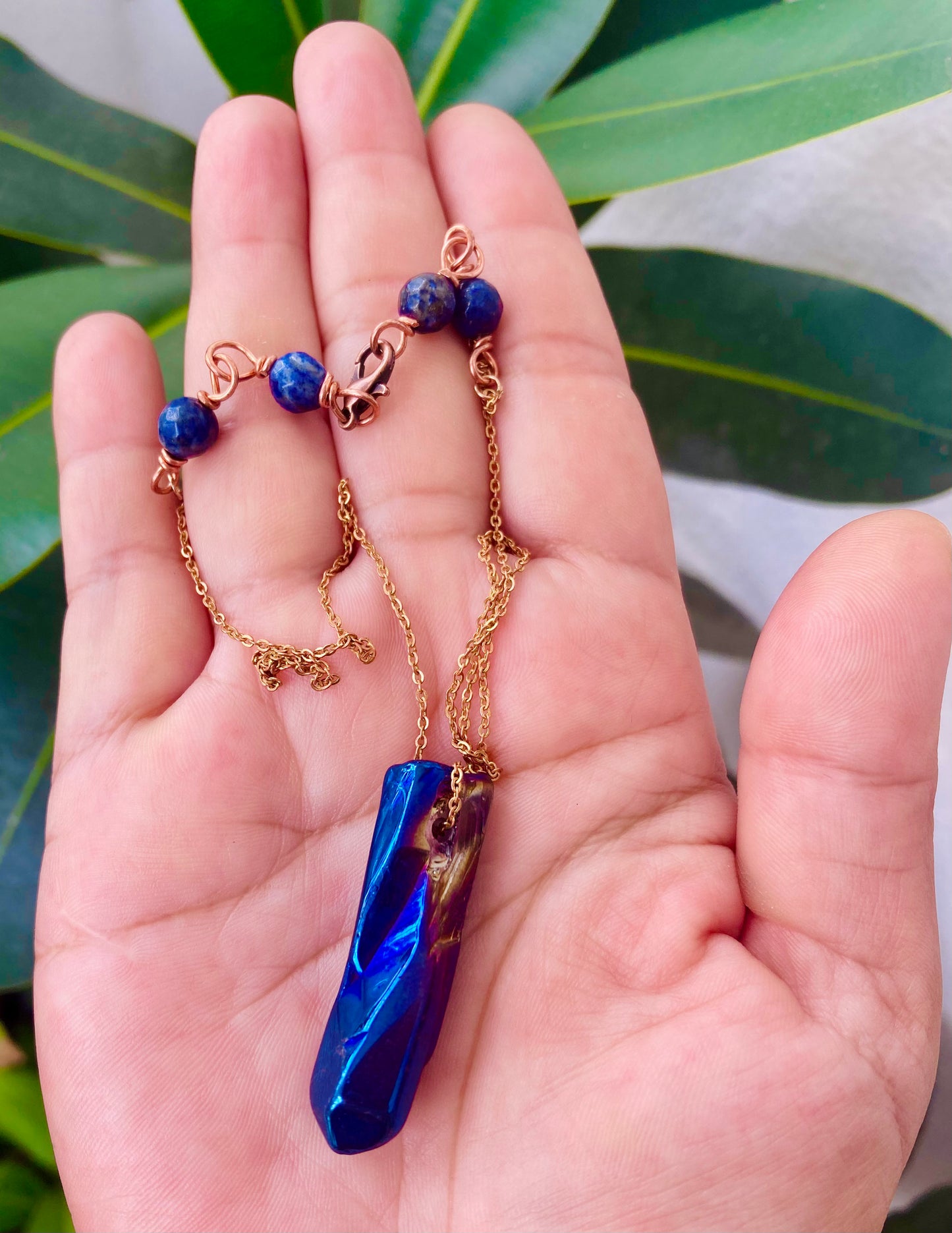 Titanium Blue Quartz Necklace