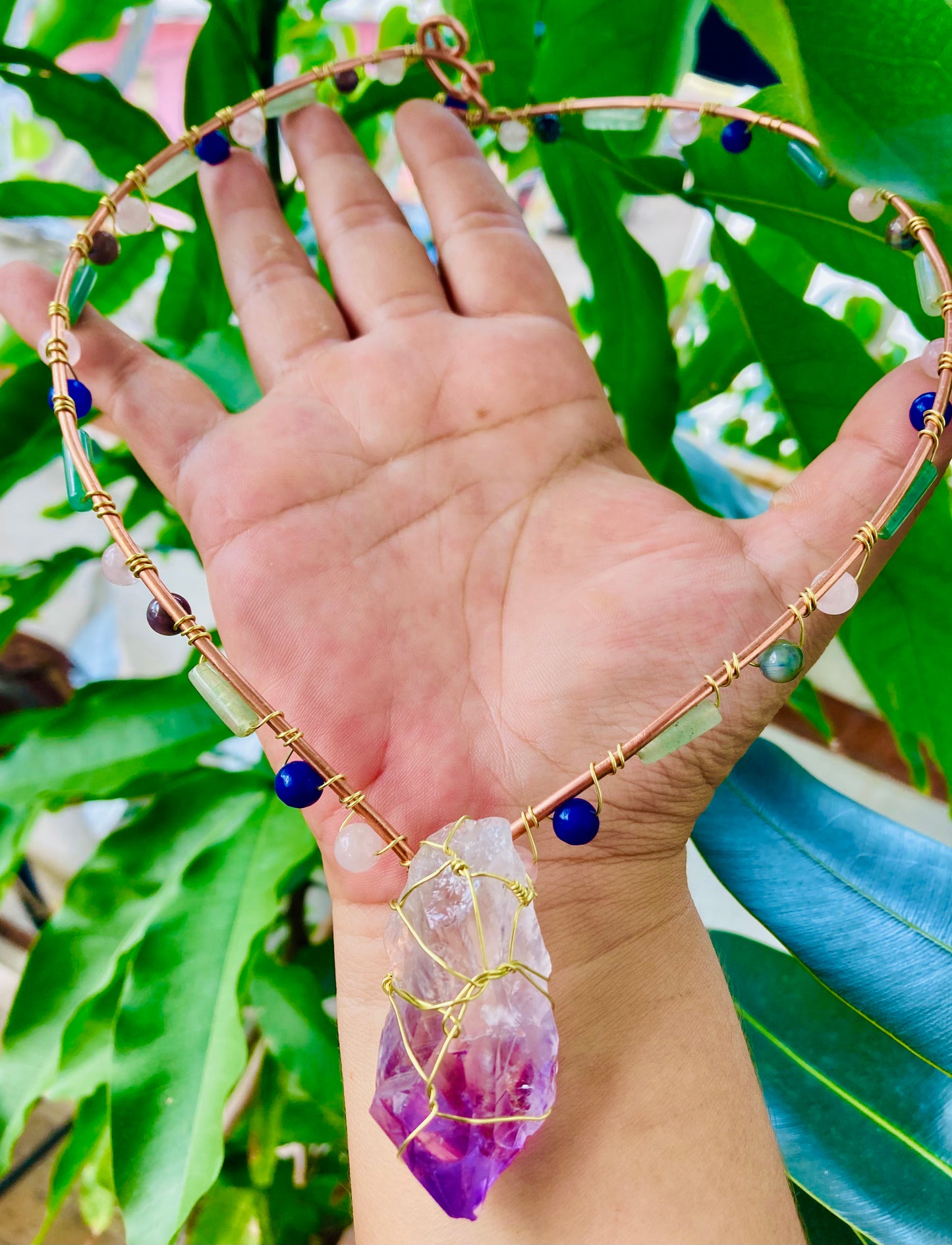 Amethyst Halo Necklace