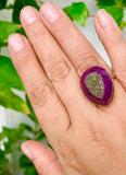 Druzy Eggplant Ring Size 6