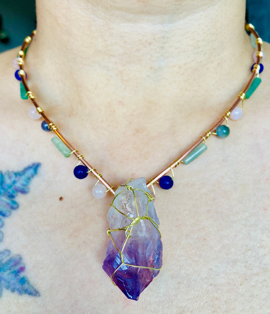 Amethyst Halo Necklace