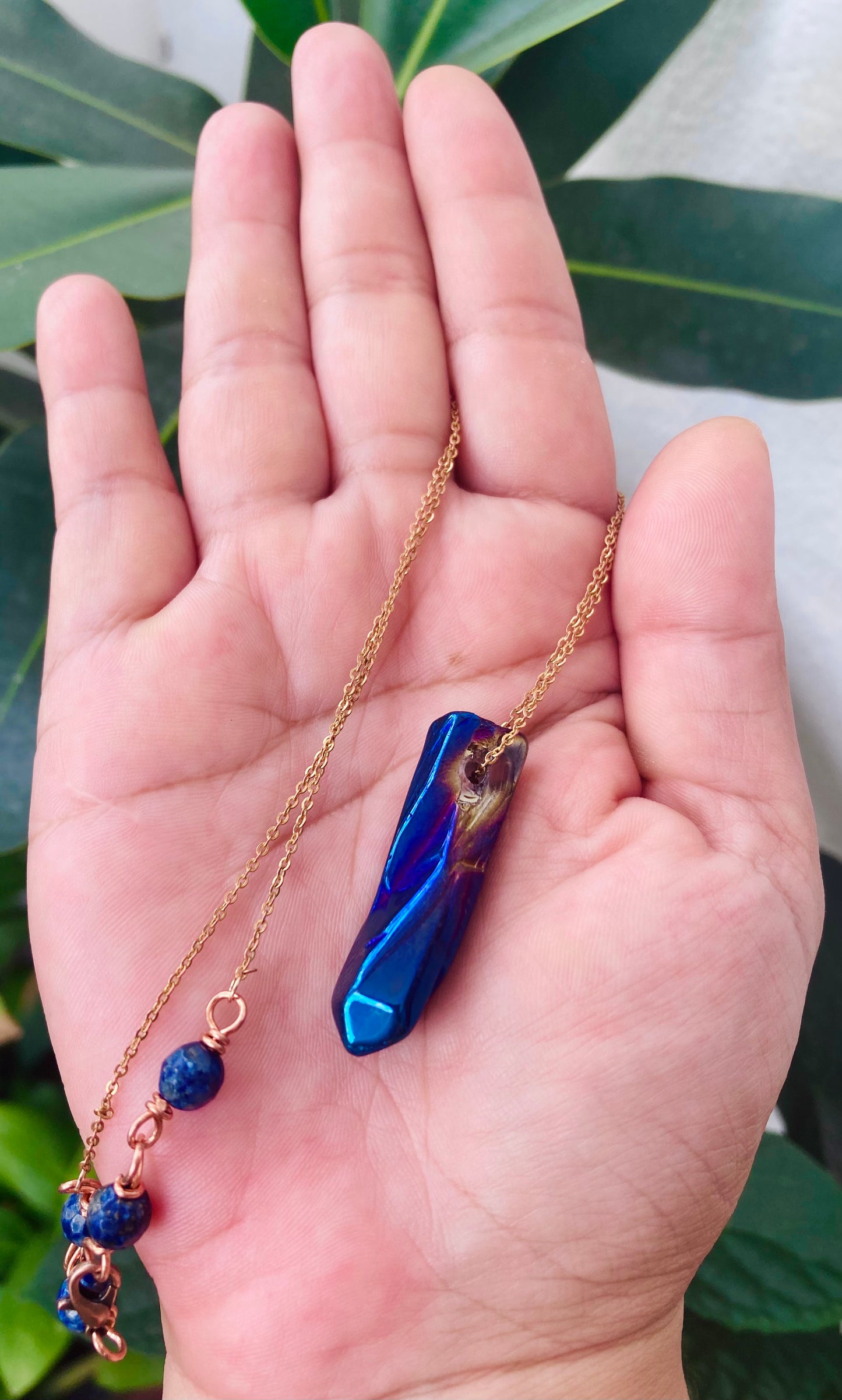 Titanium Blue Quartz Necklace